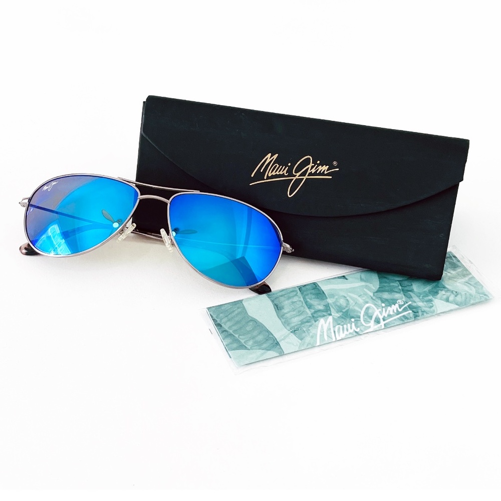NEW: Maui Jim "Sea House" Titanium, Polarized, Aviator Sunglasses